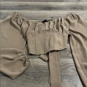 Blu Pepper Tan Off-Shoulder Blouse